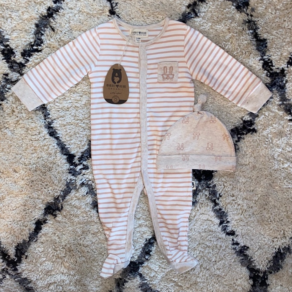 Rabbit + Bear Organic Emily & Oliver Bunny Onesie